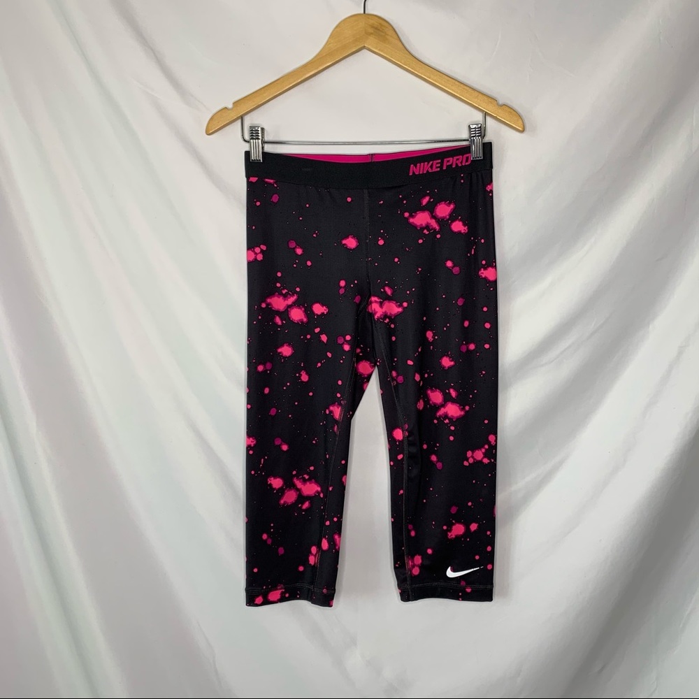 Nike Pro Dri-Fit Paint Splatter Black Capri Sz S
